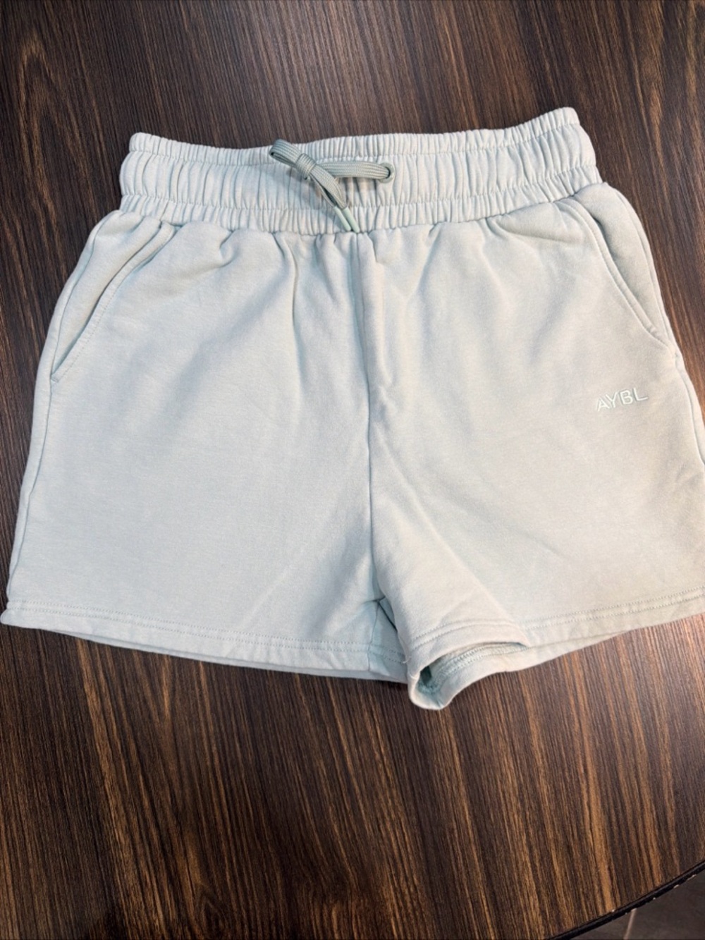 Aybl Ice Blue Drawstring Athletic Shorts With Pockets Size Small